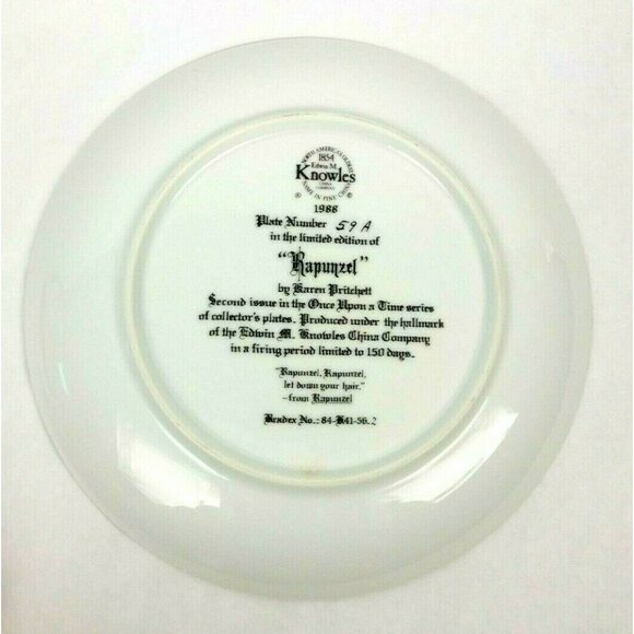 1988 Rapunzel Collector Plate Once Upon a Time Knowles Limited Edition 59A - Picture 6 of 7